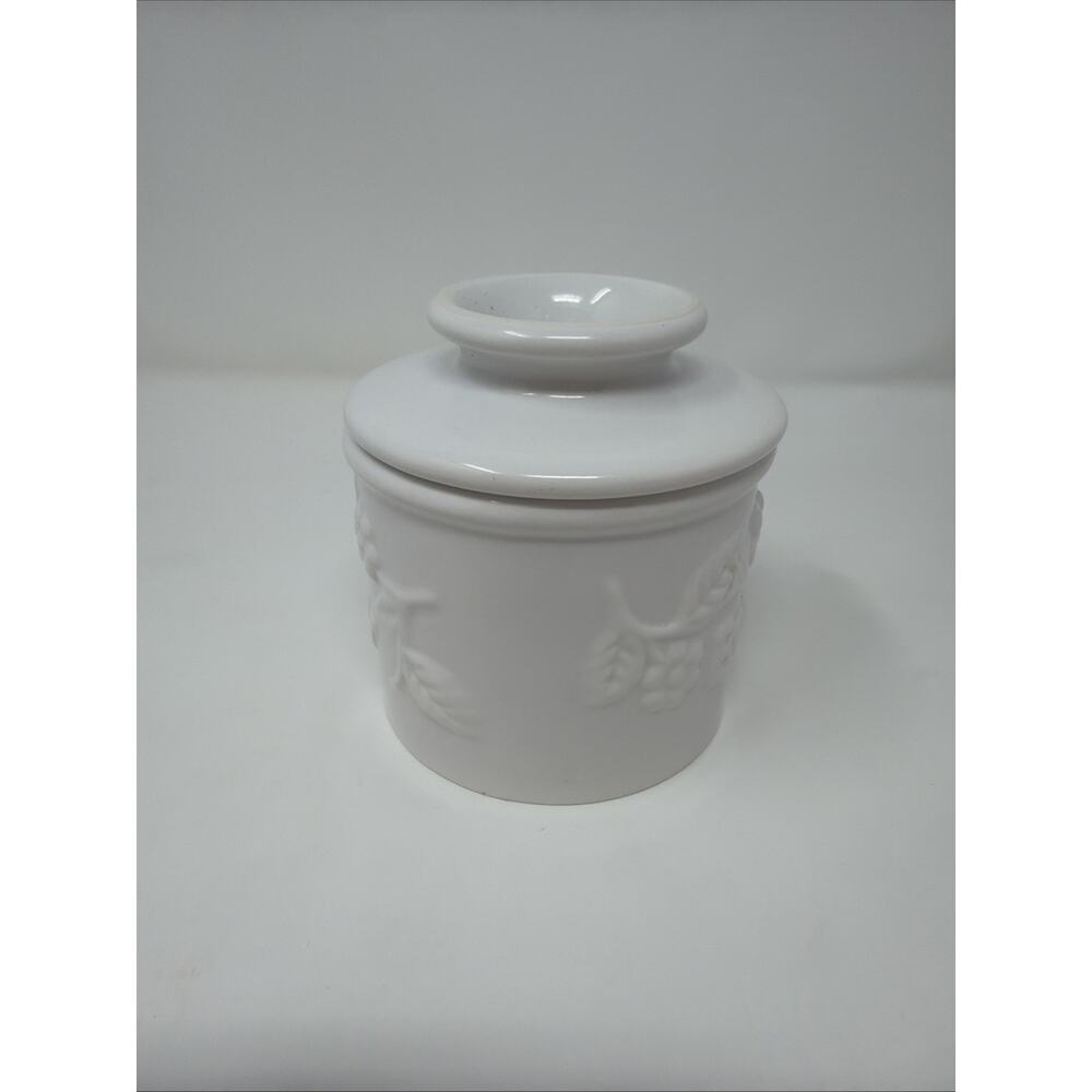 Butter Bell Crock by L. Tremain 2000 Ceramic White Floral Original - Picture 3 of 10